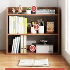 3 Tier Desktop Bookshelf Storage Shelves Wooden Open Bookcase Locker for Daily Household Children Study Bedroom Office Supplies