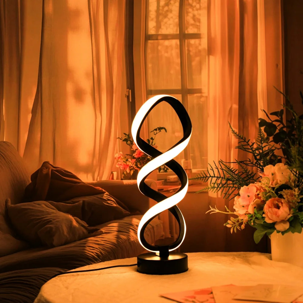 LED Ironwork High Legged Pleated Desk Lamp with USB Plug Three Color Stepless Dimming Bedside Touch Creative Bedroom Desk Lamp