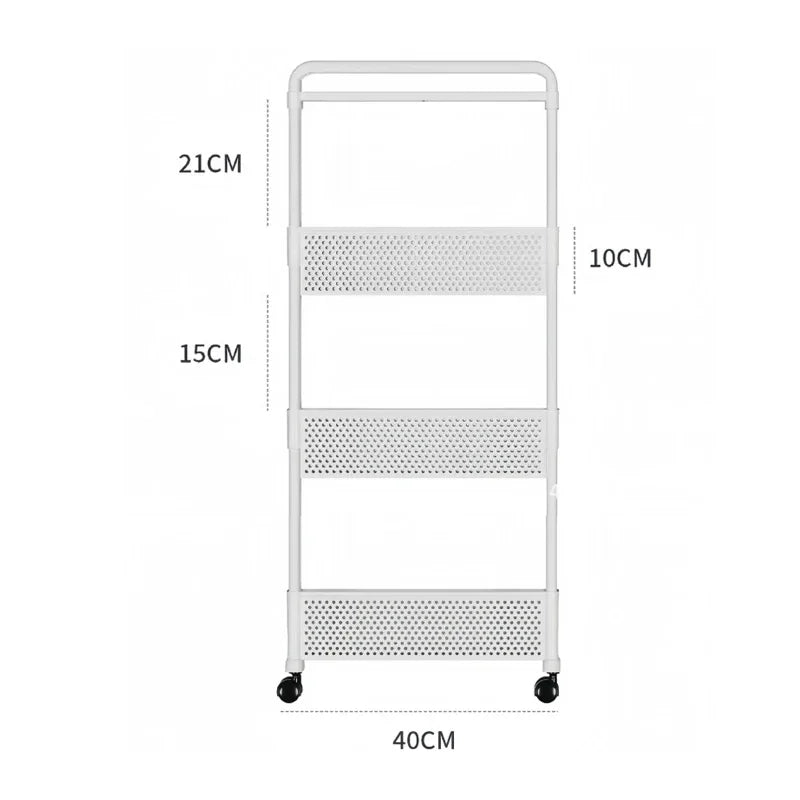 Mobile Shelf with Wheels Narrow Gap Trolley Multi-Layers Storage Rack Kitchen Bathroom 2/3/4 Tiers Storage Trolley Rolling Cart
