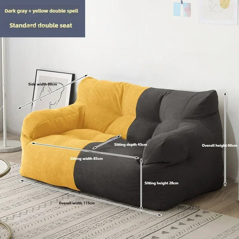 Ljylazy Linen Single Double Minimalist Sofa Leisure Bean Bag Chair Living Room Personality Puffs Sofa Creative Home Furniture