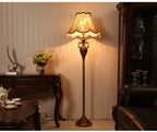 Foot Switch Classical Medieval Floor Lamp Resin Vintage Living Room Home Lustre Fixtures with Retro Pastoral Lampshade Lamp