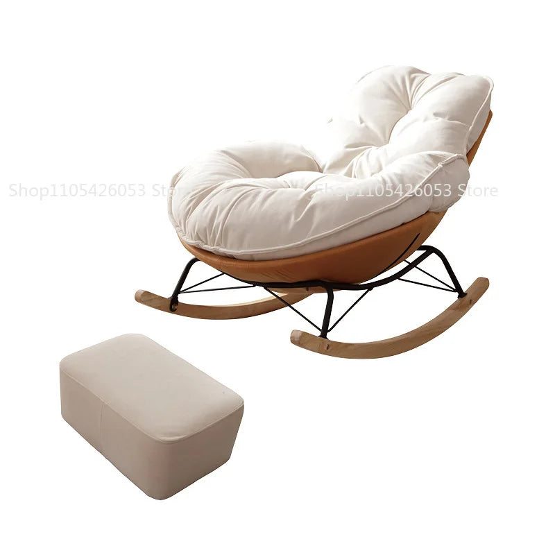 Lazy Sofa Rocking Chair Single Eggshell Chair Living Room Bedroom Cream Wind Small Sofa Swing Chair Leisure Penguin