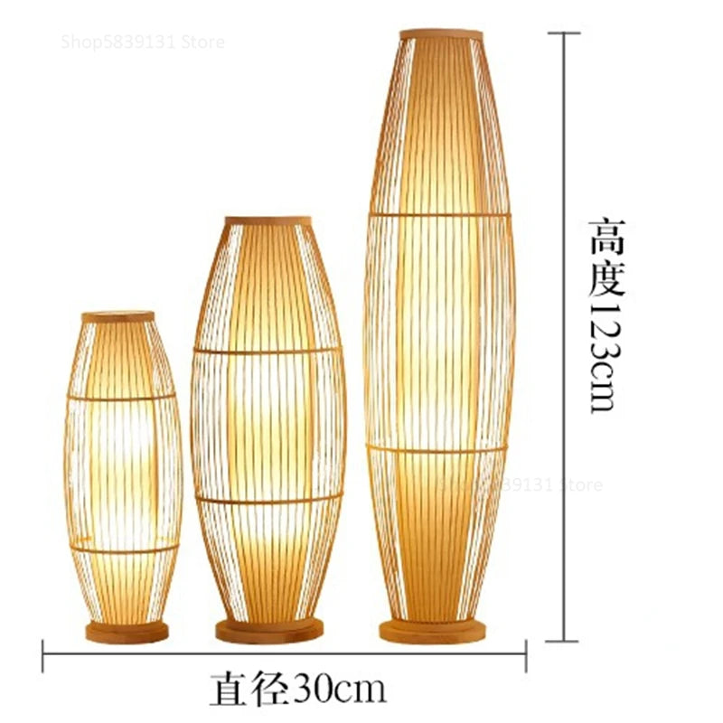 Modern Tea Table Floor Lamps Nordic Creative Bamboo Art LED Standing Light Fixtures Home Deco Living Room Bedroom Bedside Lamp