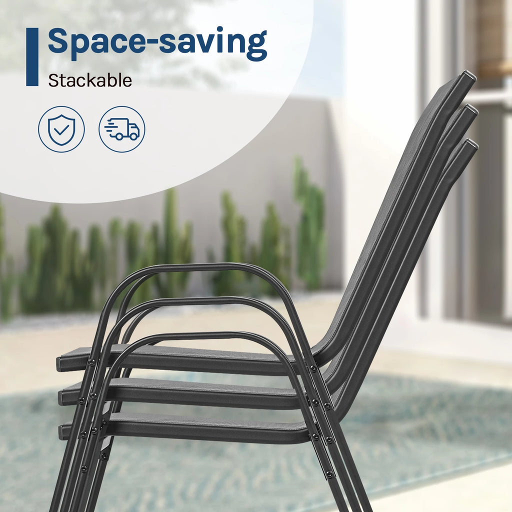 WOLTU 2/4PCS Stackable Garden Chairs Weatherproof Seating Set for Garden Outdoor Patio Balcony Ergonomic High Back Lounge