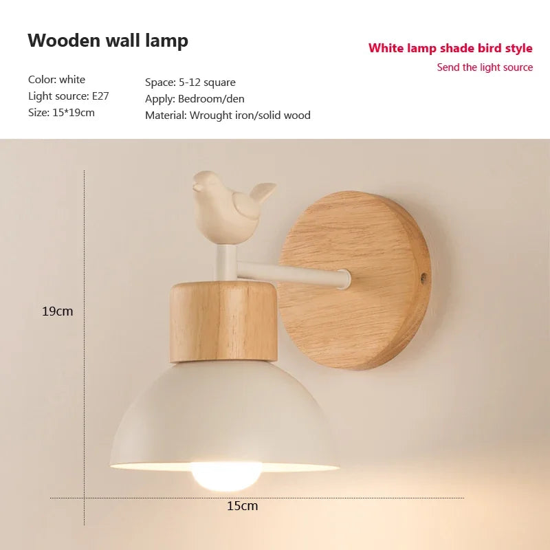 Nordic Wall Light LED Creative Modern Simple Corridor Bedroom Room Living Room Solid Wood Lighting Fixture