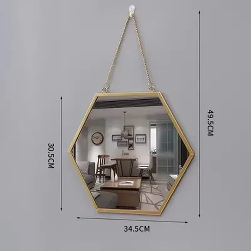 Decorative Mirror Nordic Wrought Iron round Wall Mounted Mirror Bathroom Dormitory Home Decor Glass Washstand Makeup Mirror