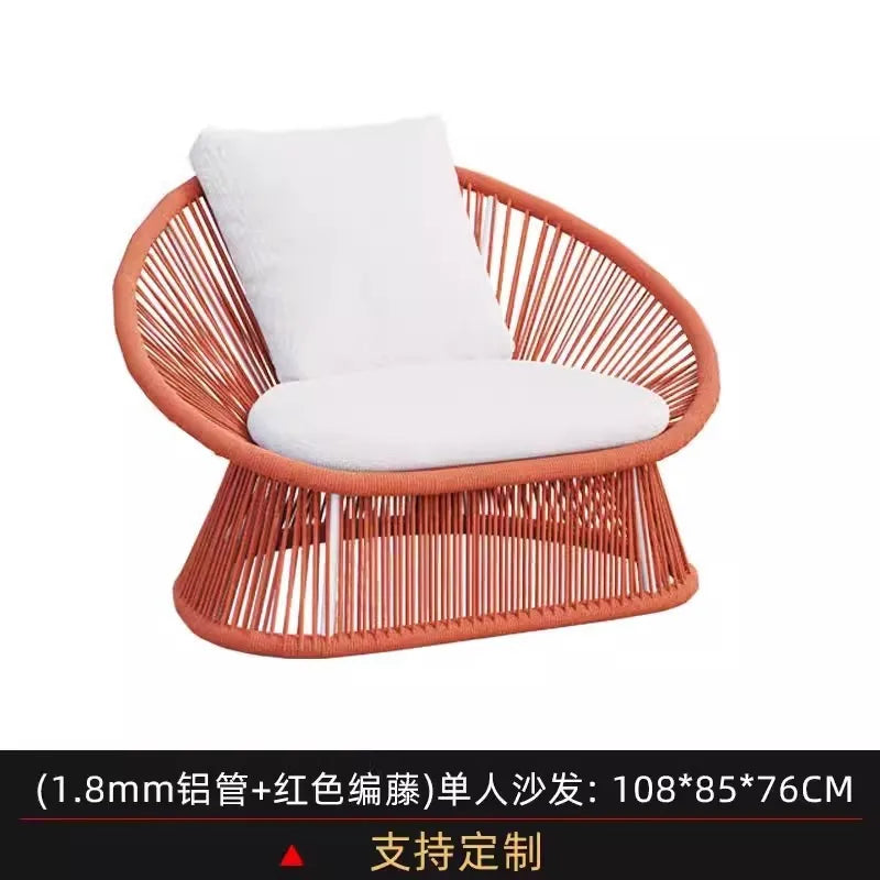Outdoor Rattan Combination Courtyard Leisure Furniture Hotel Villa B & B Balcony Open-Air Outdoor Waterproof Rattan Chair Sofa