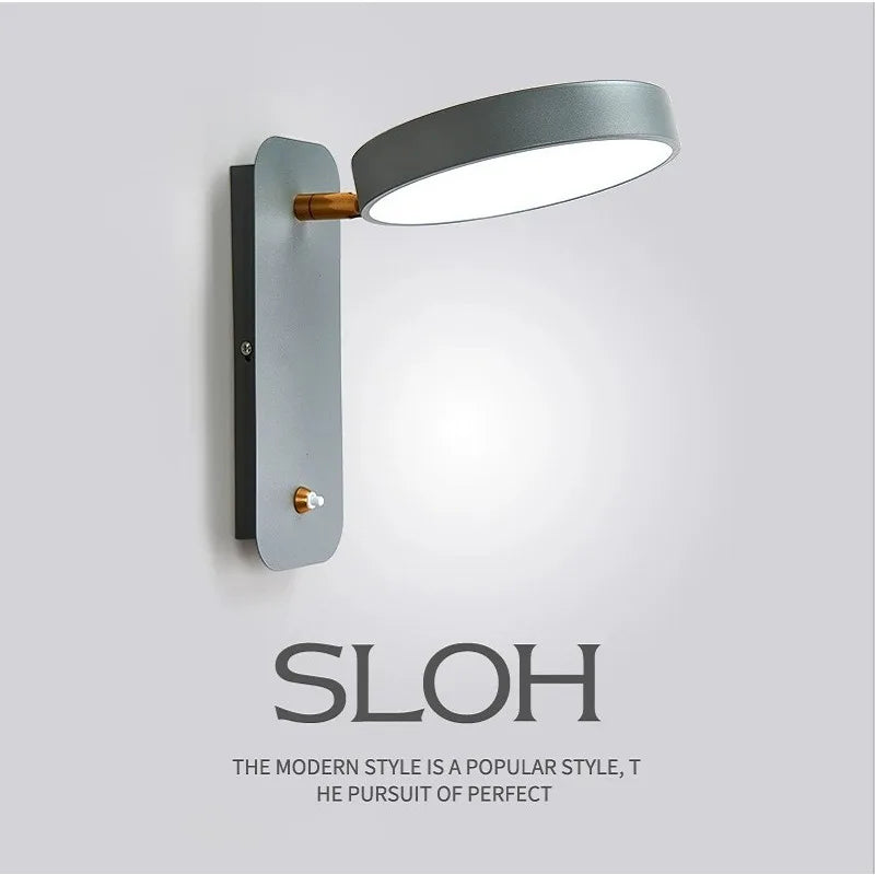 Creative Rotatable with Switch LED Wall Lamp Study Desk Eye Protection Reading Light Nordic Bedroom Bedside Lamp
