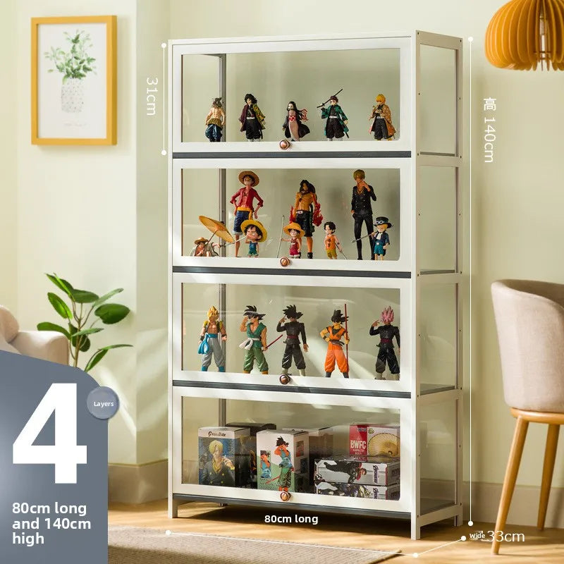 Figure Display Cabinet Imitation Glass Transparent Dust-Proof Display Cabinet Lego Toys Acrylic Storage Box Bookcase Shelf