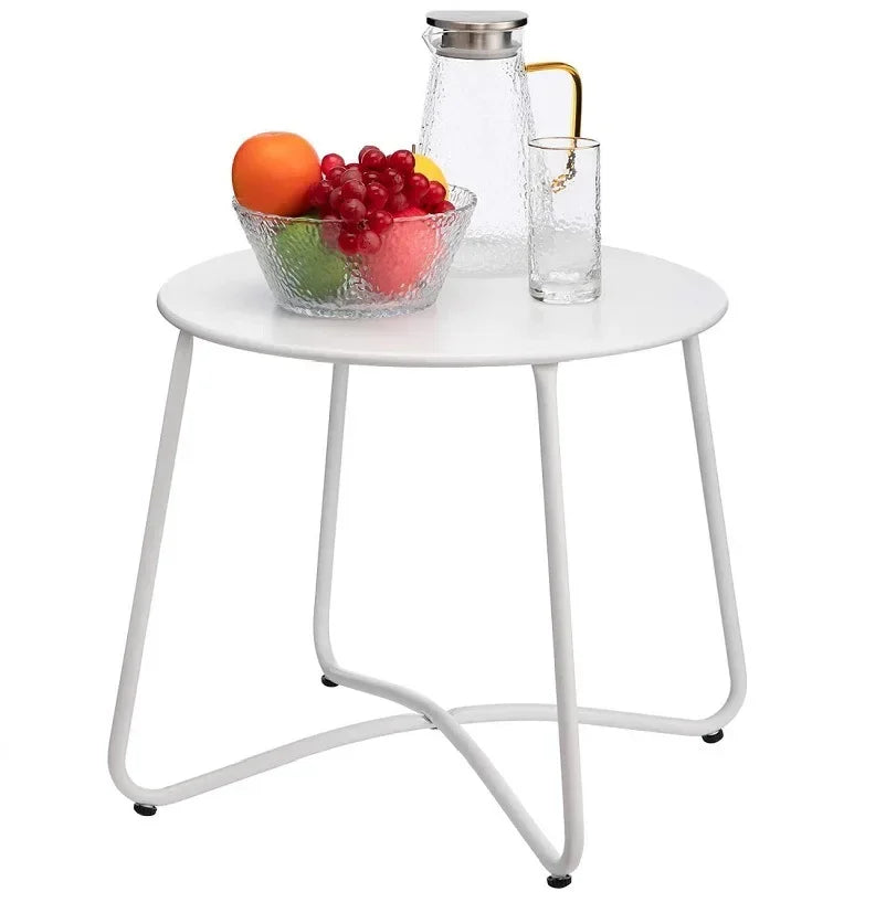 Anti-Rust Iron round Side Table - Suitable for Living Room Sofa, Bedroom Bedside & Outdoor Patio, Modern Design for Balcony & Ho