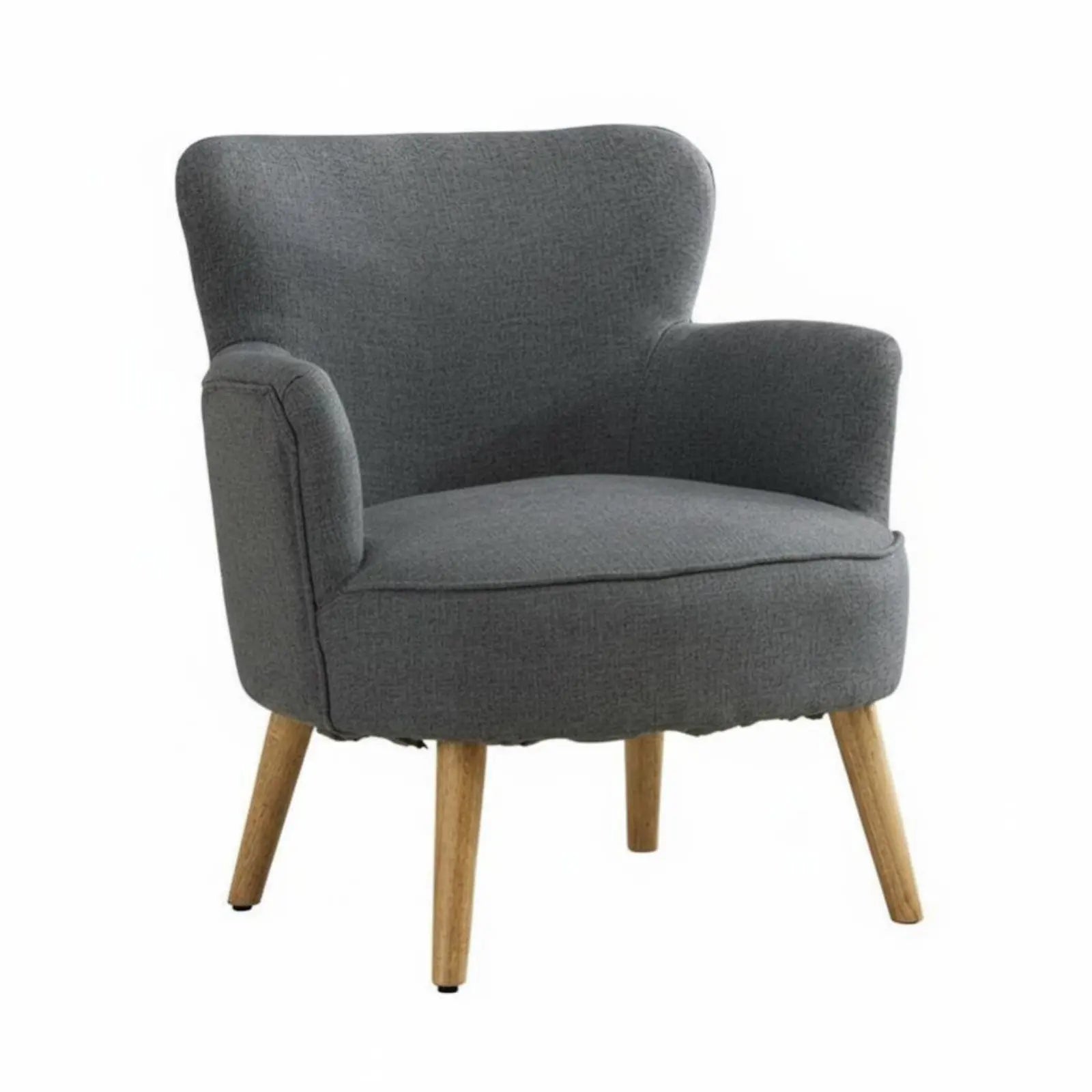 Plaid Upholstered Armchair Nordic Design Accent Chair Comfortable Seating Wooden Frame for Readers, Homeowners, Bedroom, Balcony