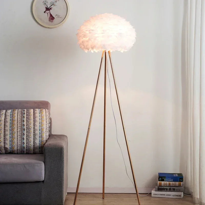 Modern Feather Floor Lamps Bedroom Bedside Led Lamp Home Decoration Living Room Sofa Standing Lamp Table Light Lustre Fixtures