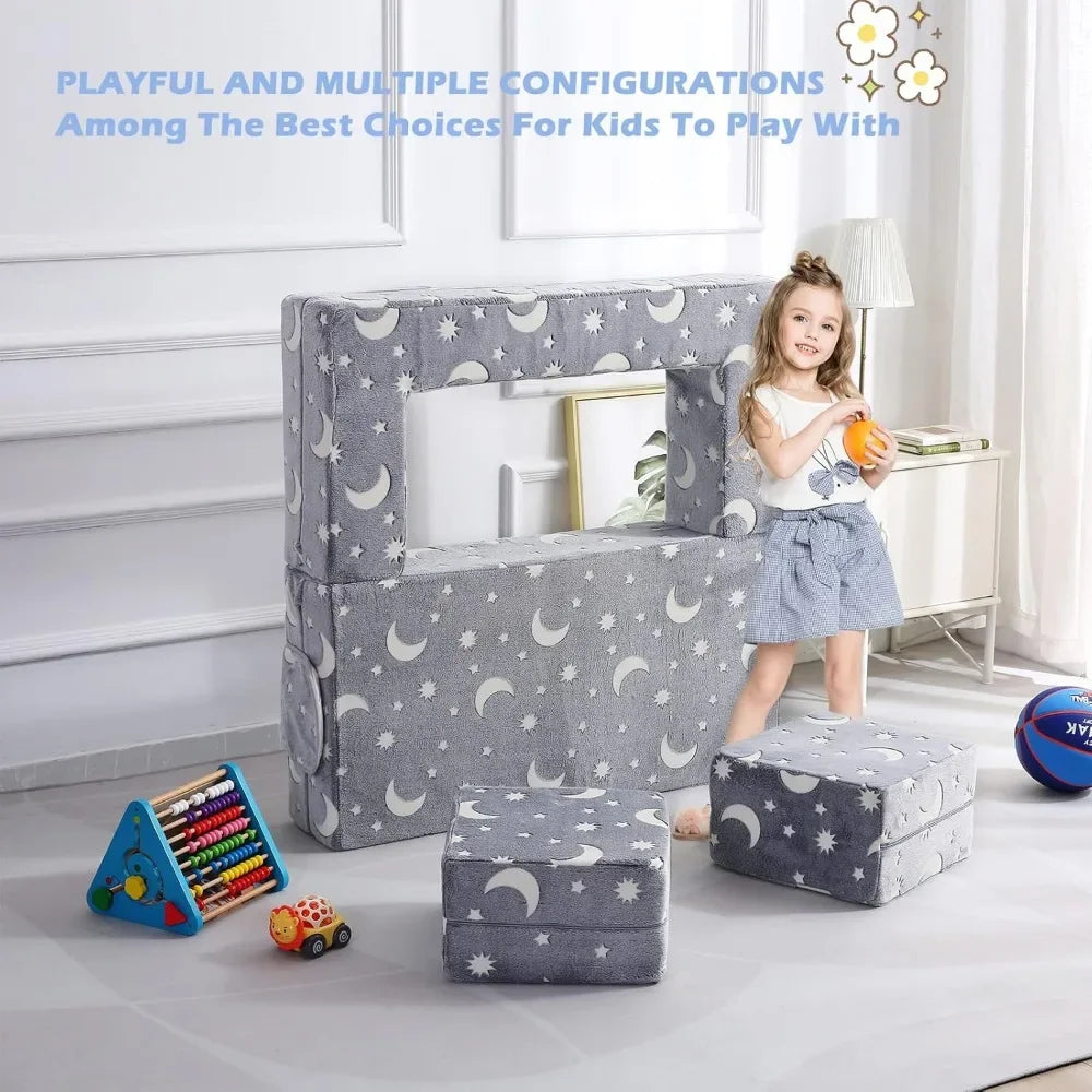 #For Kids Sofa, Illuminated in the Dark Modular Children'S Exploration Sofa, 3-In-1 Folding Children'S Sofa for Toddlers