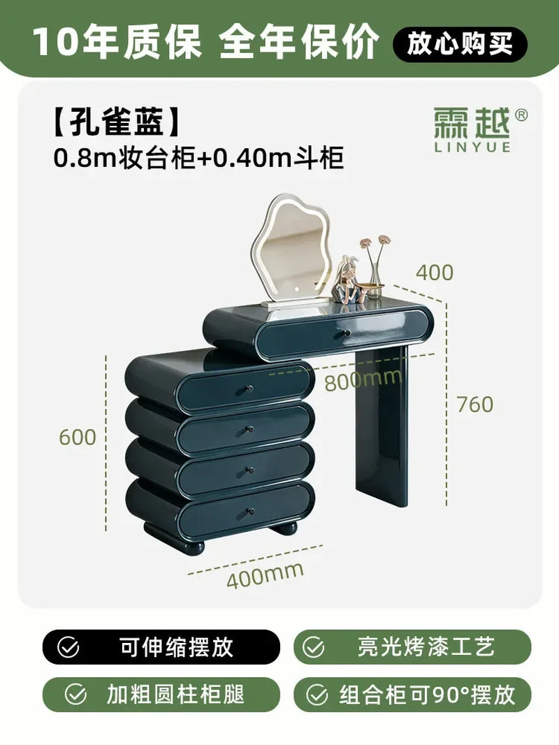 M45 Dresser, Chest, Integrated Italian Light Luxury Bedroom, Retractable Cream Style Small Makeup Table