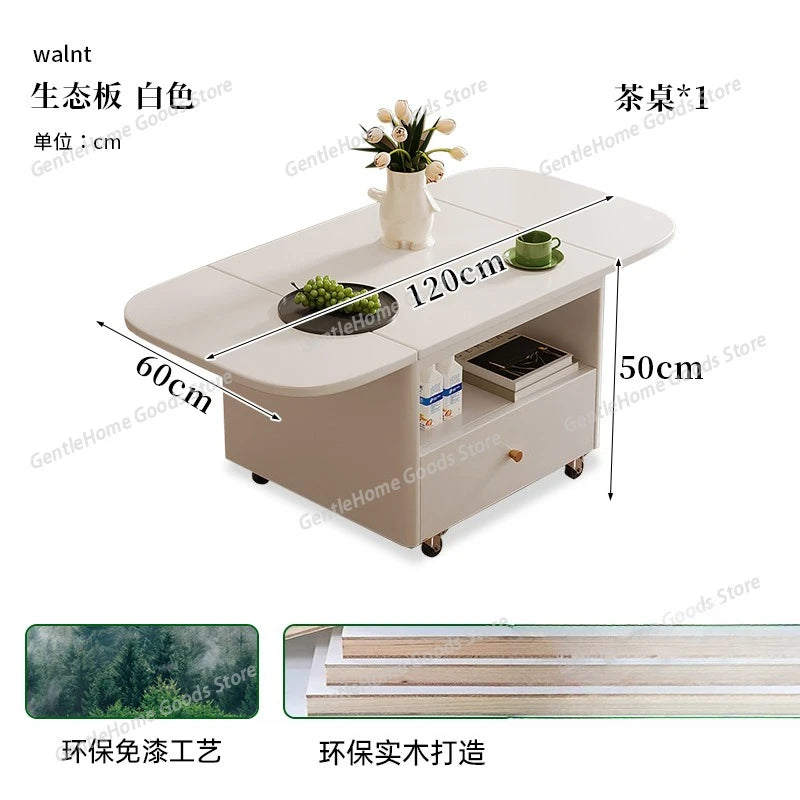 Nordic Style Kawaii Coffee Table Organizer Drawer Trendy Luxury Foldable Coffee Table Wheels Runner Table Basse Home Furniture