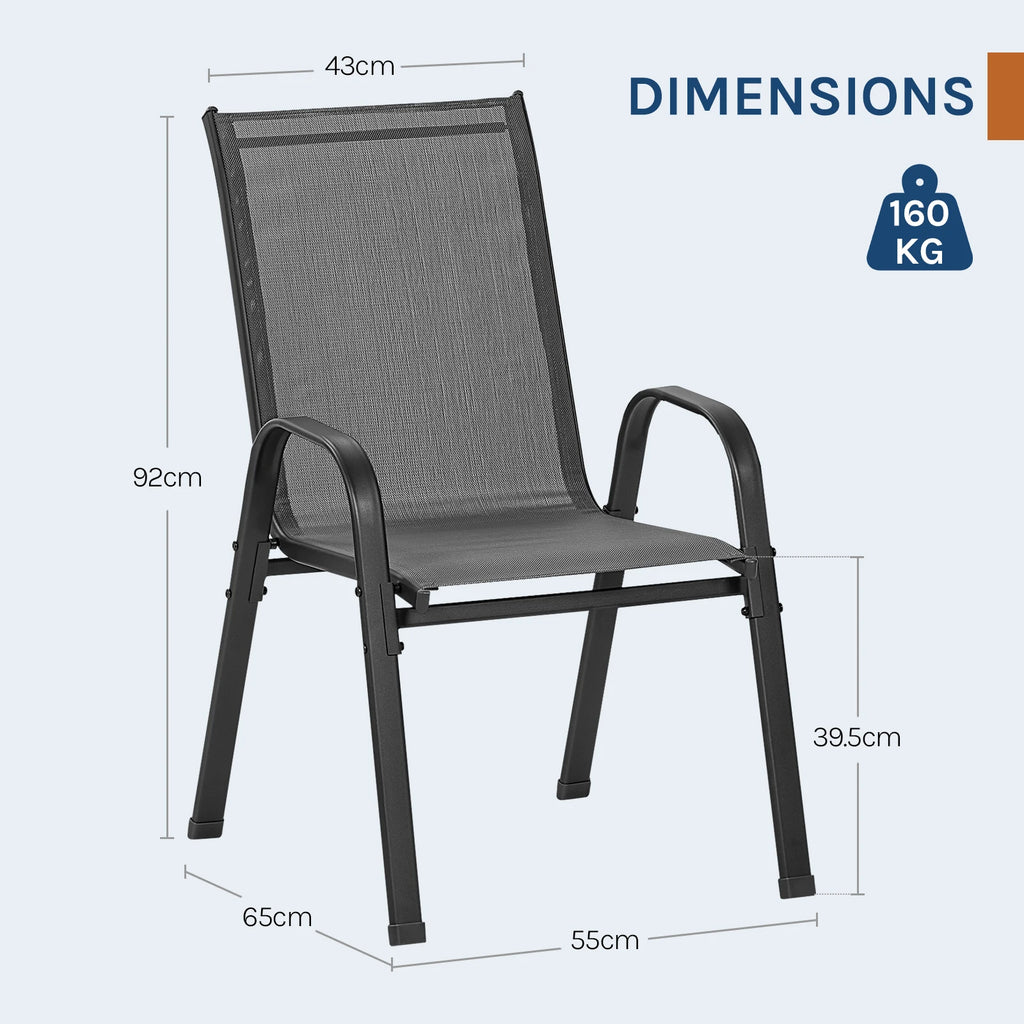 WOLTU 2/4PCS Stackable Garden Chairs Weatherproof Seating Set for Garden Outdoor Patio Balcony Ergonomic High Back Lounge