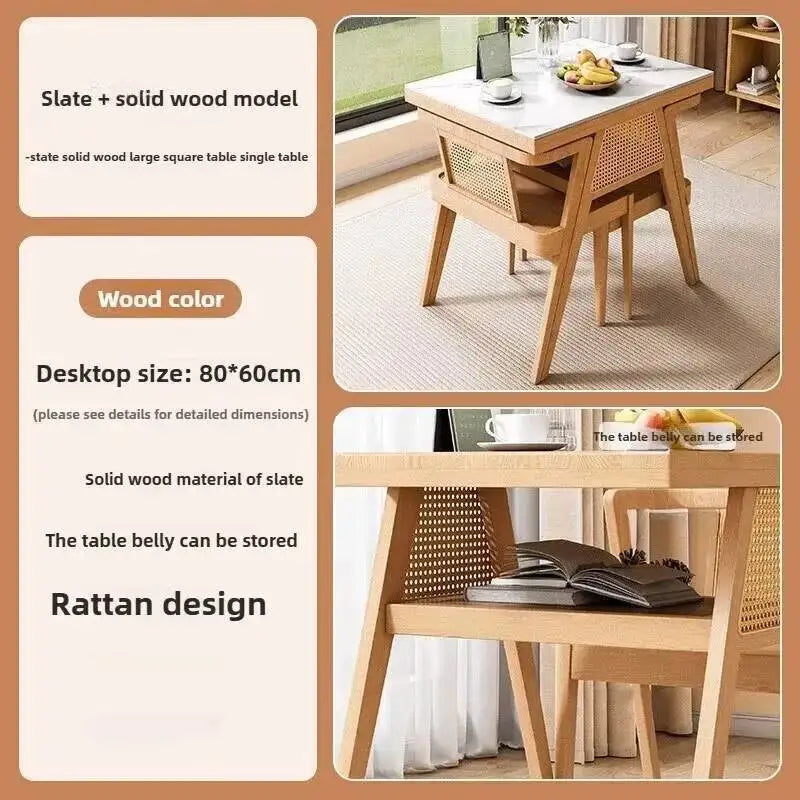 Garden Leisure Balcony Tea Table Solid Three-Piece Patio Furniture Rattan Wood Outdoor Tables and Chairs Furniture Nordic Sets M