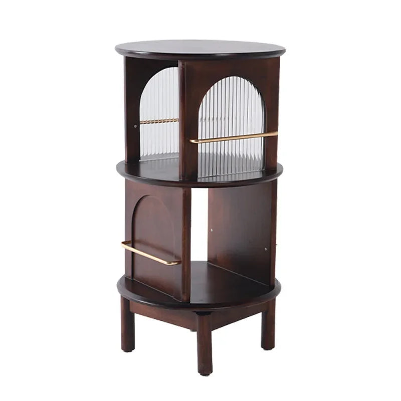 Simple Modern Creative Small Coffee Table Japanese Wood Bedside Table Rotating