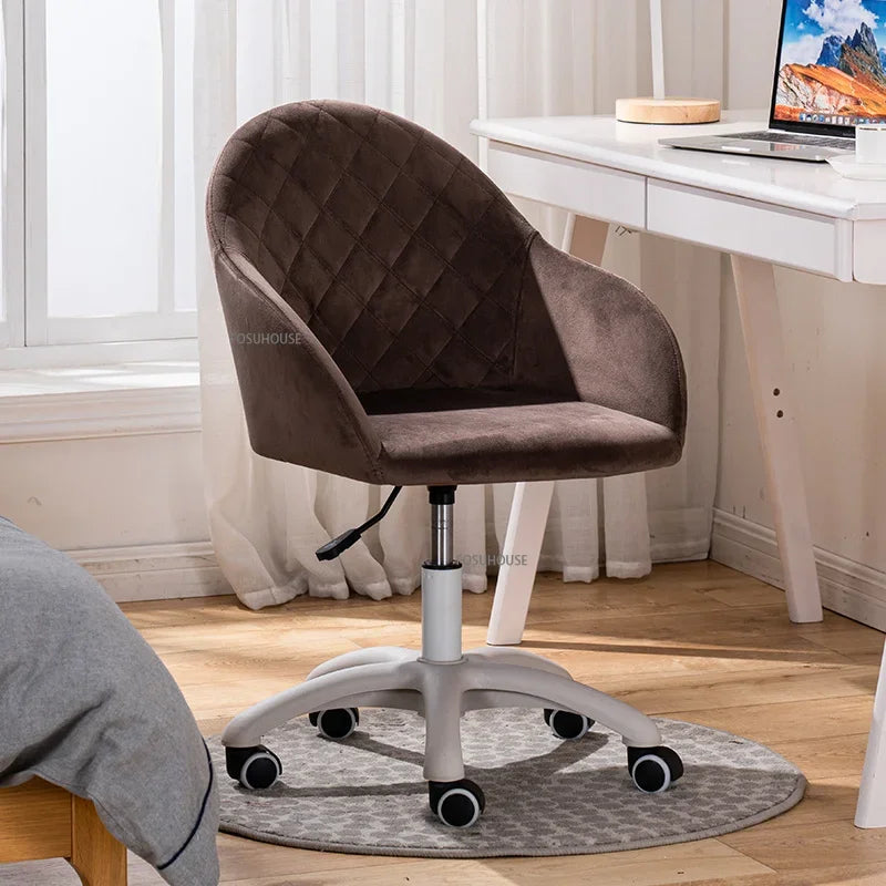 Nordic Furniture Velvet Office Chair for Office Student Study Lift Swivel Chair Home Comfortable Backrest Girl Pink Gaming Chair