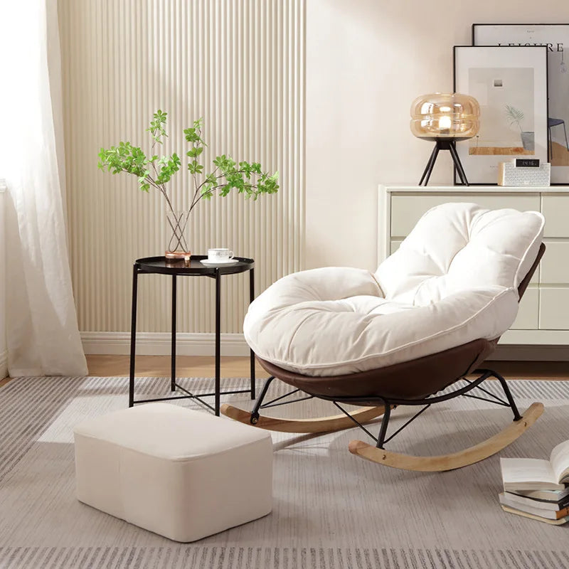 Lazy Sofa Rocking Chair Single Eggshell Chair Living Room Bedroom Cream Wind Small Sofa Swing Chair Leisure Penguin