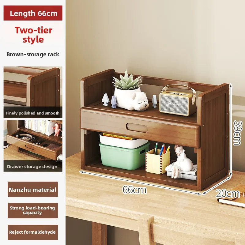 Bamboo Desktop Multi-Layer Storage Rack, Student Desk Storage Cabinet, Office File Rack, Bookshelf, Miscellaneous Storage Rack