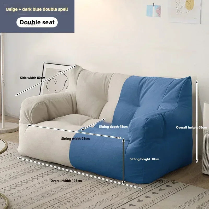 Ljylazy Linen Single Double Minimalist Sofa Leisure Bean Bag Chair Living Room Personality Puffs Sofa Creative Home Furniture