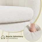 Accent Chair, Modern Cozy Vanity Chair with Gold Metal Legs, Boucle Fabric Armchair with Removable Seat Cushion for Living Room