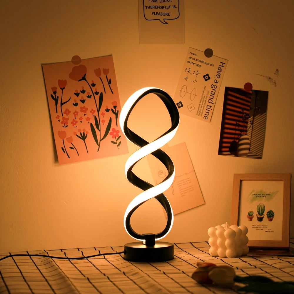 LED Ironwork High Legged Pleated Desk Lamp with USB Plug Three Color Stepless Dimming Bedside Touch Creative Bedroom Desk Lamp