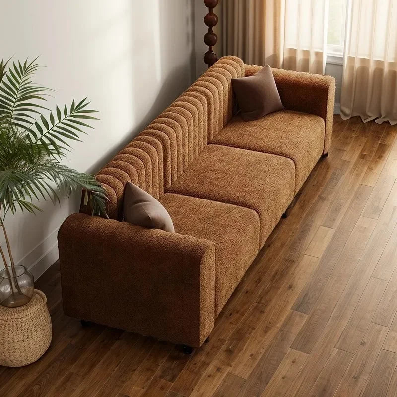 Medieval Style Designer Module Splicing Fabric Retro Wabi Wind Living Room B & B Beauty Salon Reception Sofa
