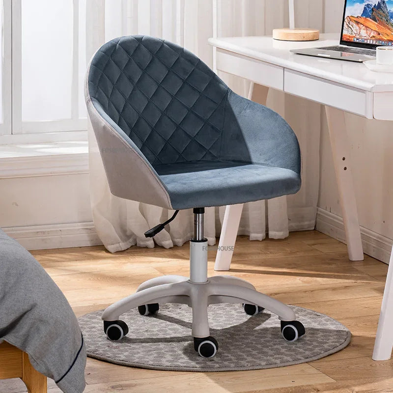 Nordic Furniture Velvet Office Chair for Office Student Study Lift Swivel Chair Home Comfortable Backrest Girl Pink Gaming Chair