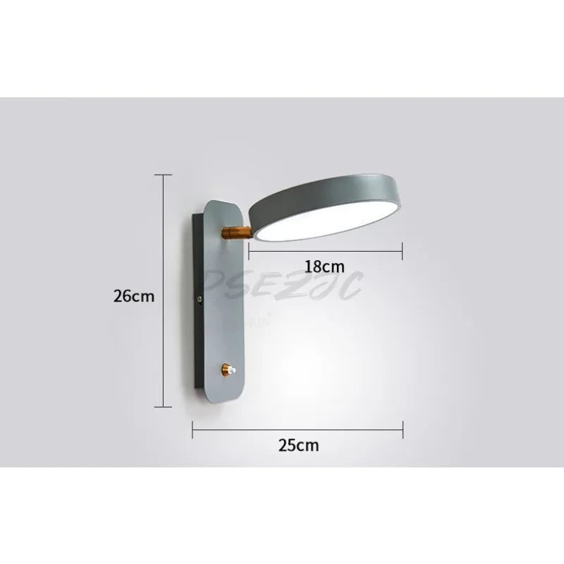 Creative Rotatable with Switch LED Wall Lamp Study Desk Eye Protection Reading Light Nordic Bedroom Bedside Lamp