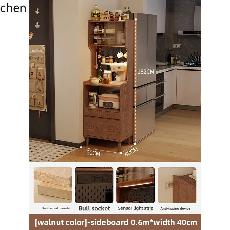 CZ Solid Wood Sideboard Cabinet Storage Small Apartment Kitchen Wall-Mounted Storage Cabinet Tea Cabinet