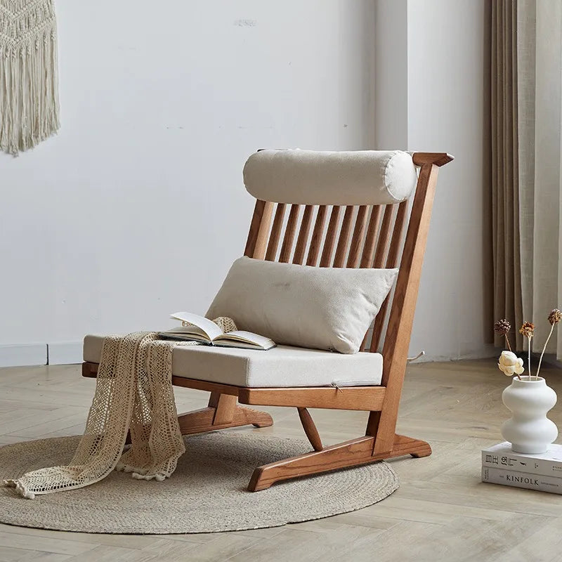 All Solid Wood Sofa Small Apartment Living Room Ash Wood Winter and Summer Single Household Balcony Leisure Chair