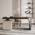 Solid Wood Desk Luxury Modern Home Study Computer Table Designer Simple High-End Stainless Steel Office Desk Furniture FYDD