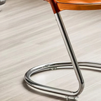 Modern Curved Dining Chair with PC Seat & Iron Frame, Minimalist Armless Chair
