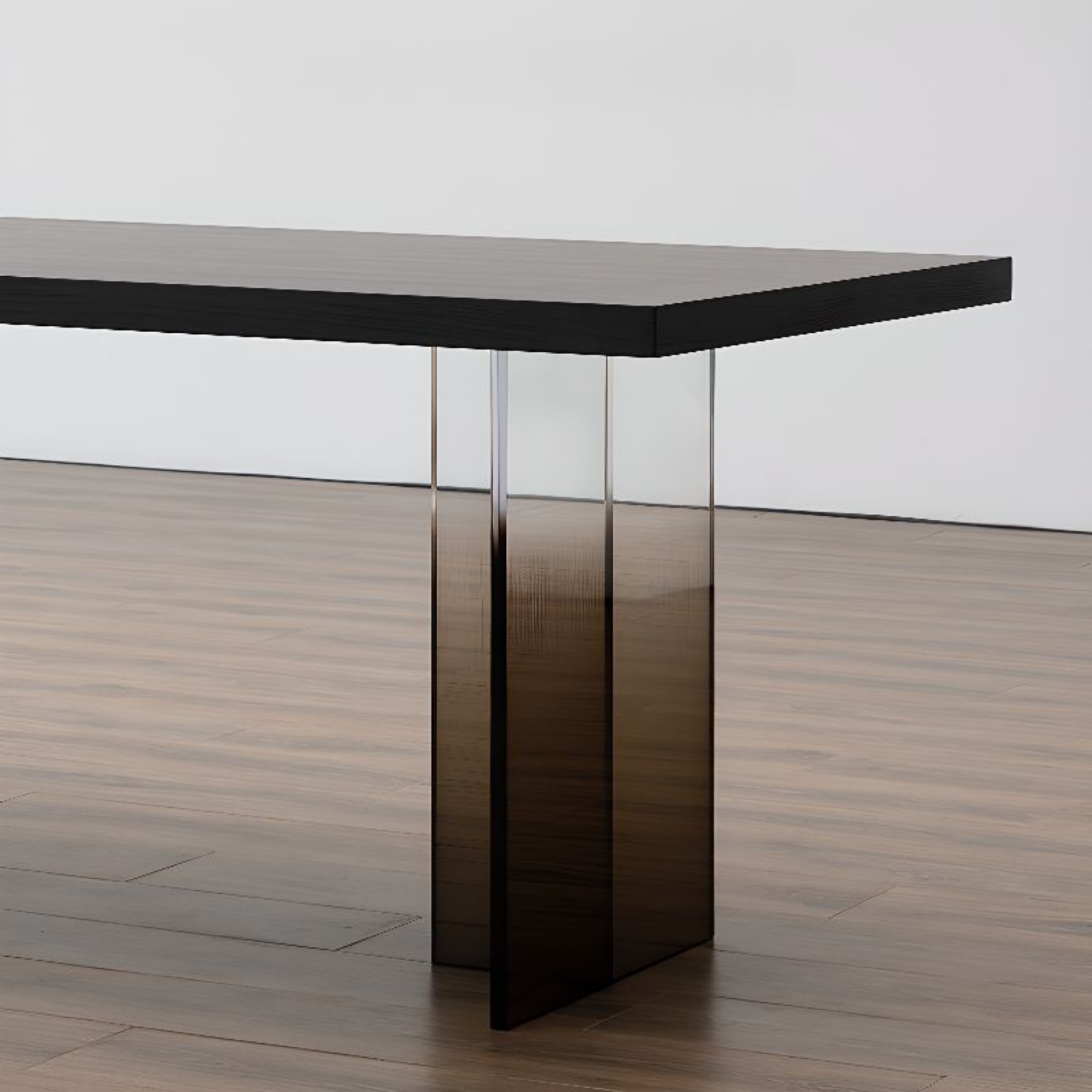 Modern Oak & Acrylic Desk with Smart Socket, Wireless Charging & Power Outlet