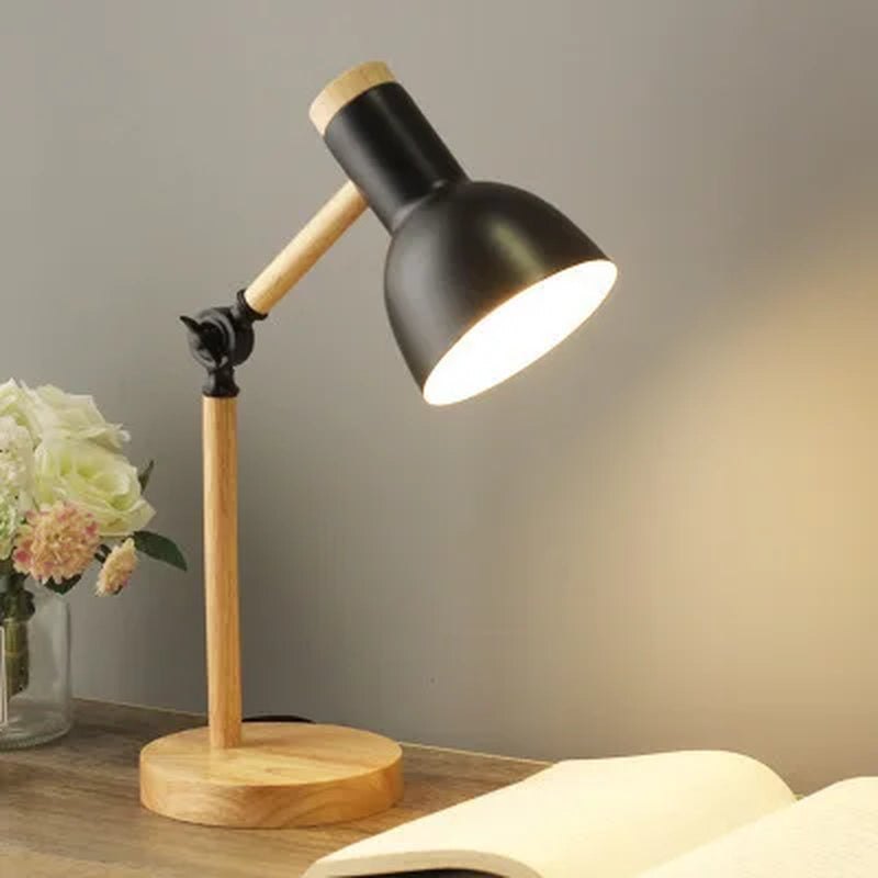 Creative Nordic Table Lamp - Wooden Art LED Turn Head Simple Design Eye Protection for Bedside Desk, Reading & Study