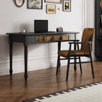 Home Office Desk Set Elegant Vintage Study Furniture Upholstered Chair Wooden Writing Desk Drawer Computer