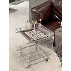 Acrylic 2-Tier Rolling Side Table, Mobile Storage Cart for Couch, Small Space-Saving Coffee Table with Wheels, Clear for Home