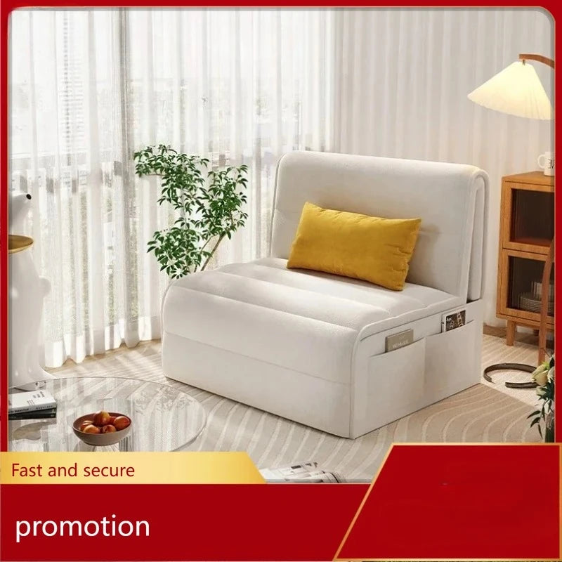Light Luxury Cream Style Electric Sofa Bed Dual-Use Foldable Balcony Multi-Functional Retractable Bed Faux Leather