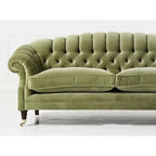 French Retro Olive Green Velvet Sofa Buckle Internet Celebrity Designer Small Apartment Xiaohongshu Sofa