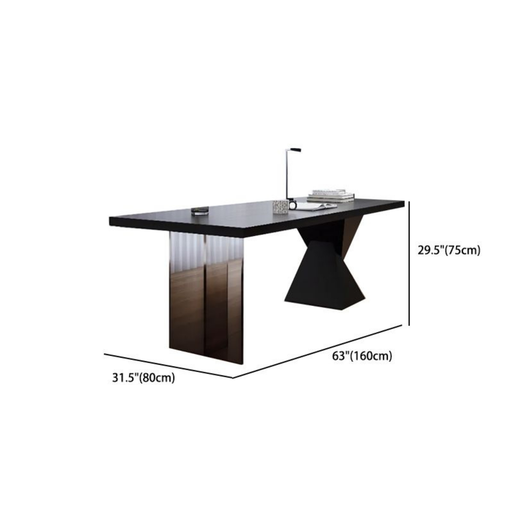 Modern Oak & Acrylic Desk with Smart Socket, Wireless Charging & Power Outlet