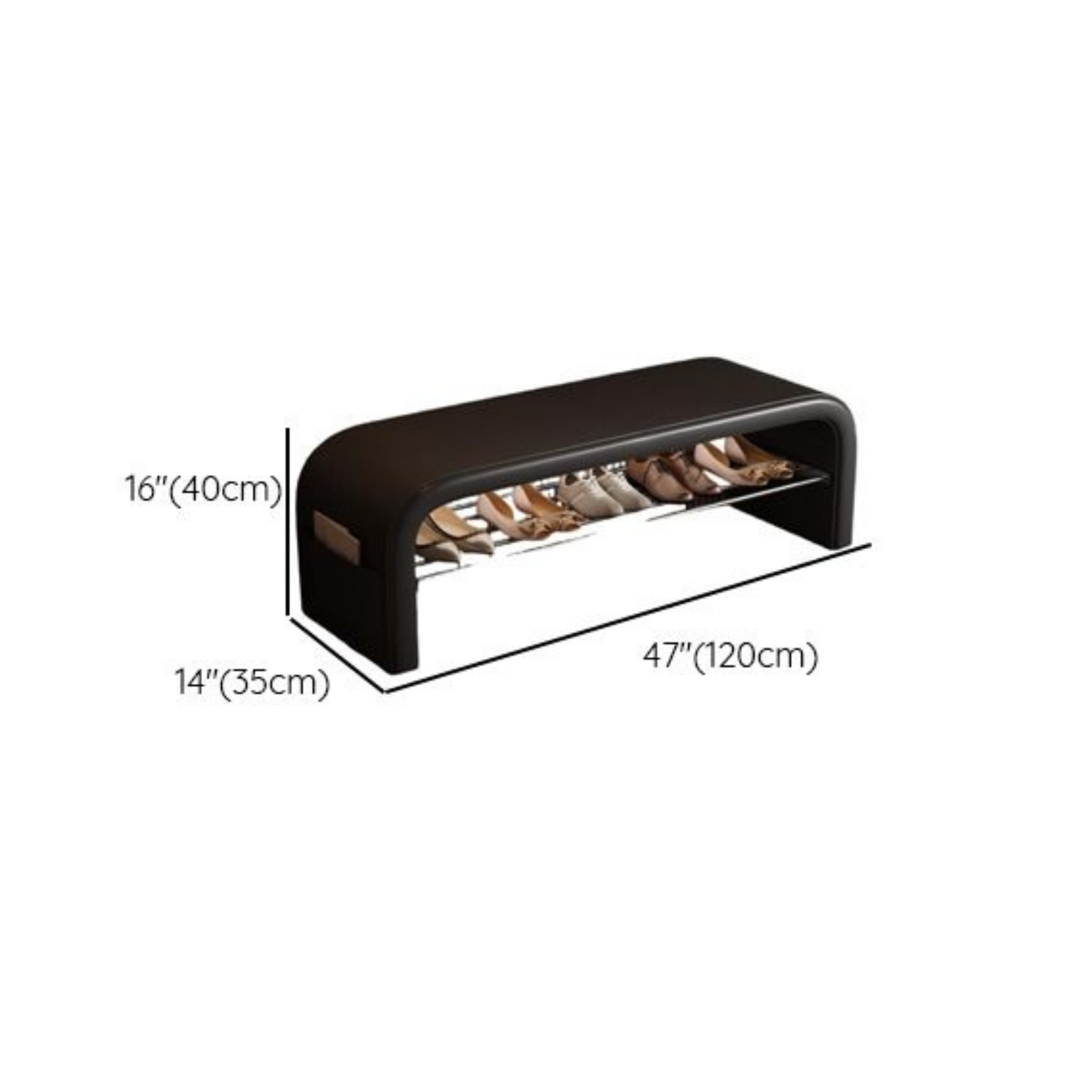 Modern Scandinavian Shoe Bench with 1-Tier Storage for Entryway