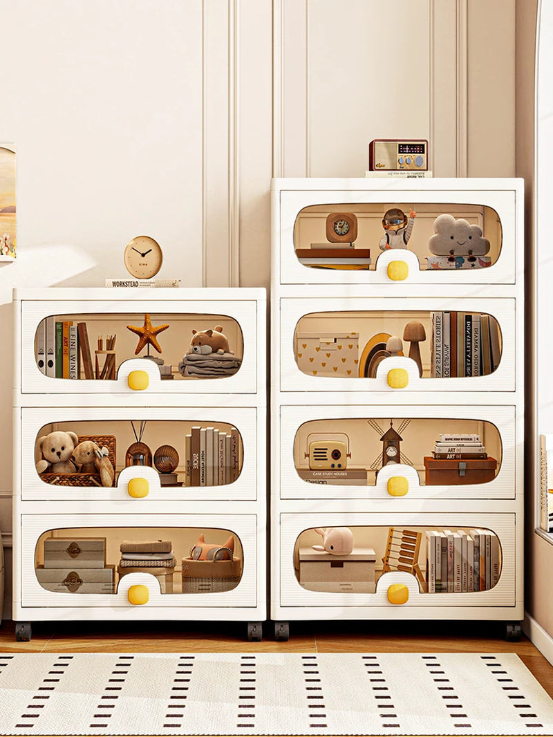 60Cm Extra Large Multi-Layer Storage Cabinet, Flip-Top Clothes Organizer for Living Room and Snack Storage Box