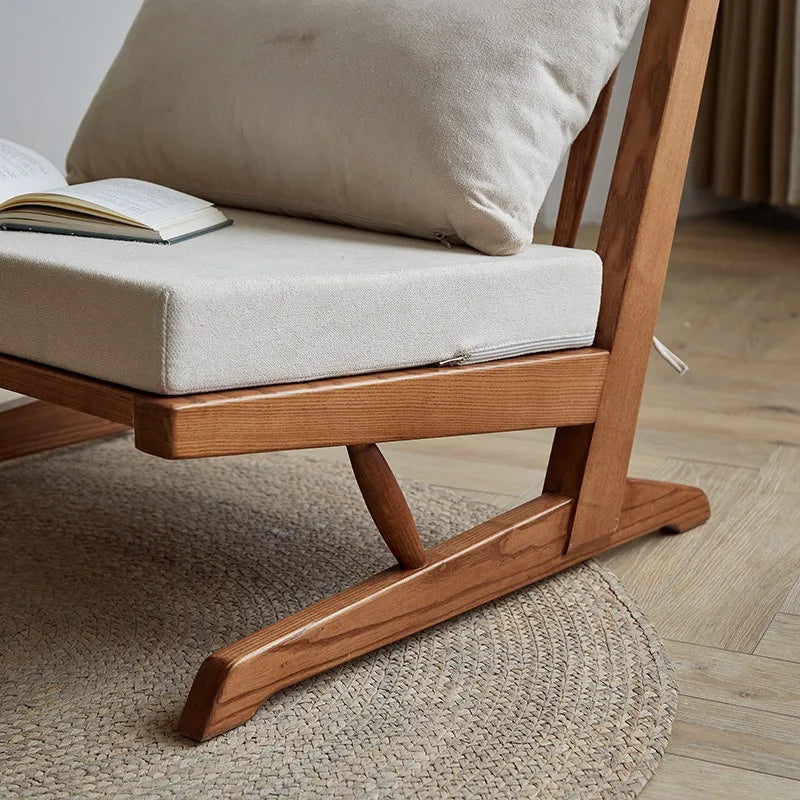 All Solid Wood Sofa Small Apartment Living Room Ash Wood Winter and Summer Single Household Balcony Leisure Chair