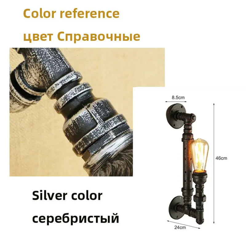Vintage Iron Tube Wall Lamp American Rural Retro Industrial Bar Stair Corridor Study Restaurant Aisle Bedside Wall Light
