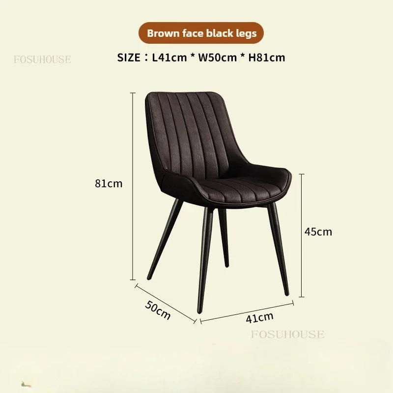 Modern Minimalist Backrest Dining Chairs Nordic Home Restaurant Furniture Light Luxury Leather Dressing Chair