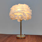 White Feather Lamp with Plug Powered Modern Table Lamp Cute Romantic Bedside Light for Girl Room Childrens Room Wed Decorat