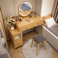 Modern solid wood dressing table and makeup vanity with storage, small bedroom vanity desk, wooden makeup table and Chinese style bedroom furniture