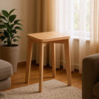 Household Restaurant Solid Wood Stool Living Room Stack Dining Chair Walnut Color Square Stool Modern Simplicity Makeup Stool